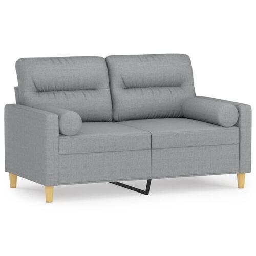 2-personers sofa med pyntepuder 120 cm stof lysegrå