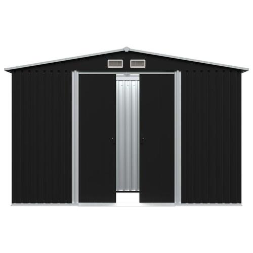 Opbevaringsskur til haven 257x205x178 cm stål antracitgrå