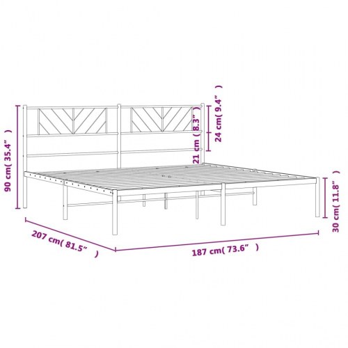Sengeramme med sengegavl 180x200 cm metal sort