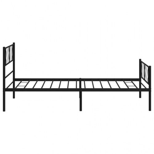 Sengeramme med sengegavl og fodgærde 90x190 cm - metal, sort