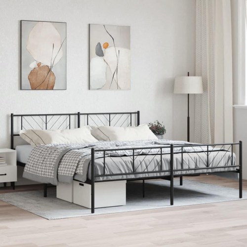 Sengeramme i metal med fodgærde 180×200 cm - sort