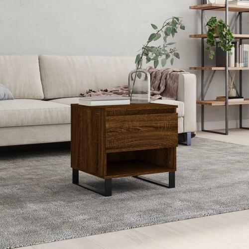 Sofabord 50x46x50 cm konstrueret træ brun egetræsfarve