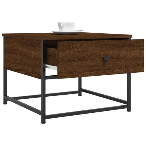 Sofabord 51x51x40 cm konstrueret træ brun egetræsfarve
