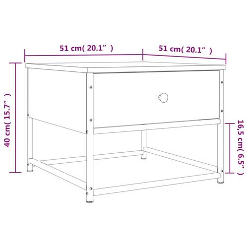 Sofabord 51x51x40 cm konstrueret træ brun egetræsfarve