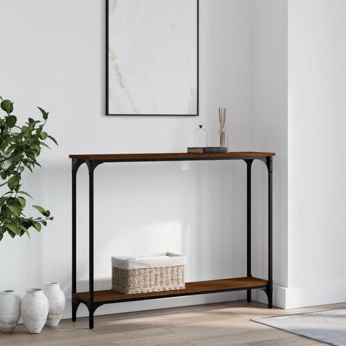 Konsolbord 100x22,5x75 cm konstrueret træ brunt egetræ