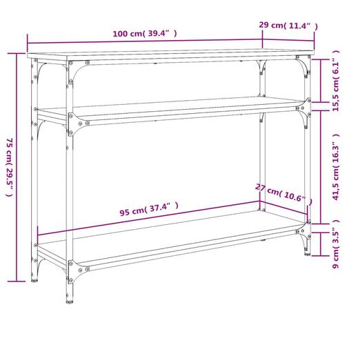Konsolbord 100x29x75 cm konstrueret træ grå sonoma-eg