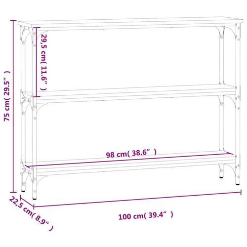 Konsolbord 100x22,5x75 cm konstrueret træ røget egetræsfarve