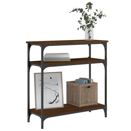 Konsolbord 75x29x75 cm konstrueret træ brunt egetræ