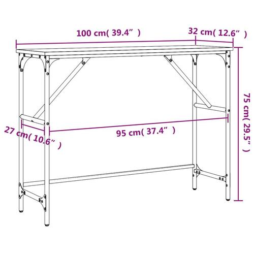 Konsolbord 100x32x75 cm konstrueret træ brun egetræsfarve