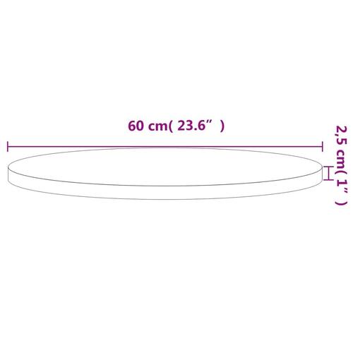Bordplade Ø60x2,5 cm rund massivt bøgetræ