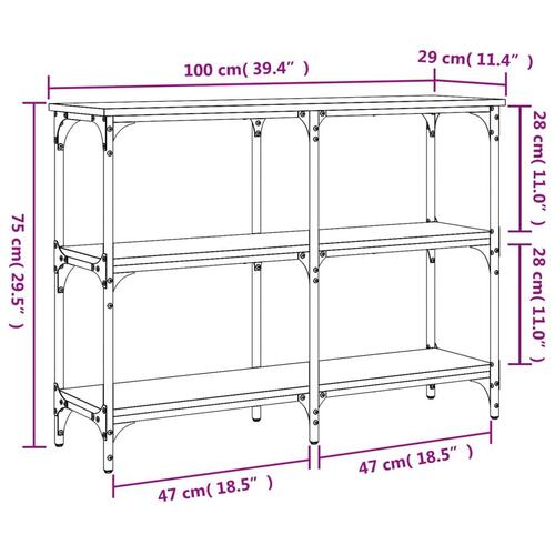 Konsolbord 100x29x75 cm konstrueret træ grå sonoma-eg