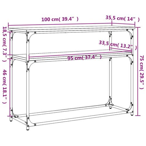 Konsolbord 100x35,5x75 cm konstrueret træ sort