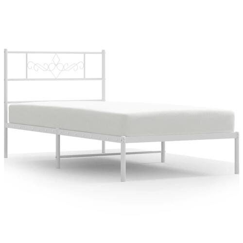 Sengeramme med sengegavl 90x190 cm metal hvid