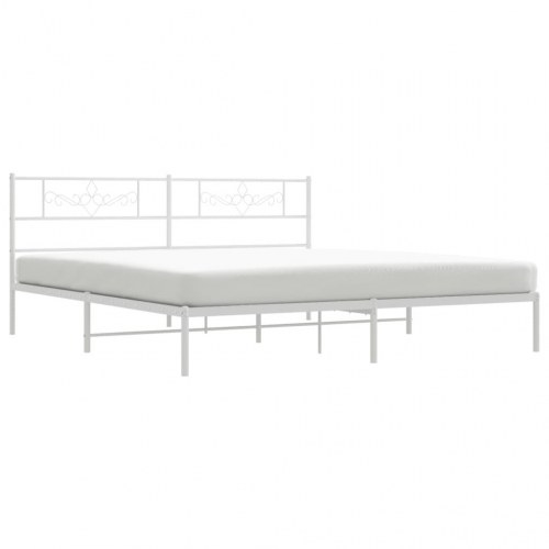 Sengeramme med sengegavl i metal - 193×203 cm, hvid