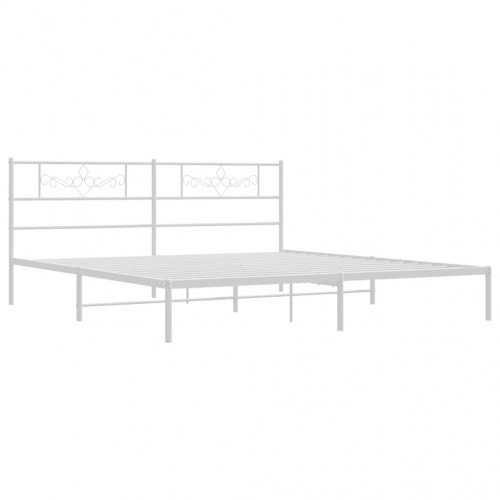 Sengeramme med sengegavl i metal - 193×203 cm, hvid