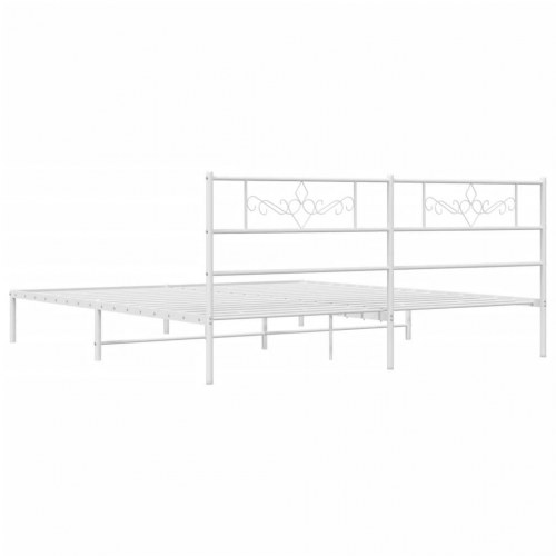 Sengeramme med sengegavl i metal - 193×203 cm, hvid
