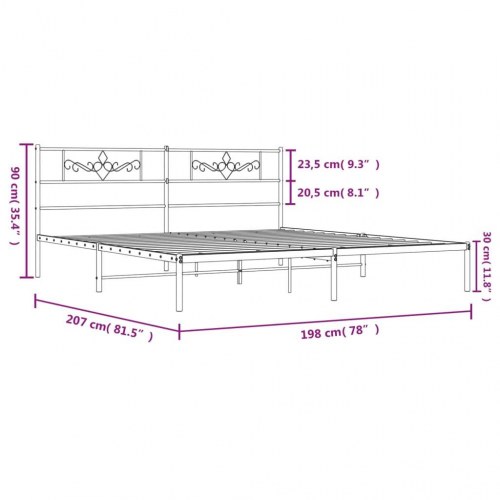 Sengeramme med sengegavl i metal - 193×203 cm, hvid