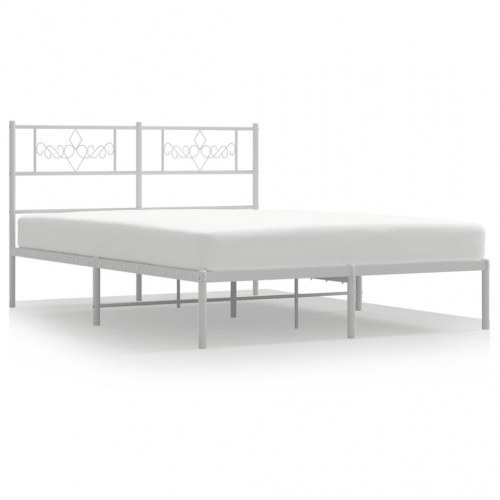 Sengeramme i metal med sengegavl 135×190 cm - hvid