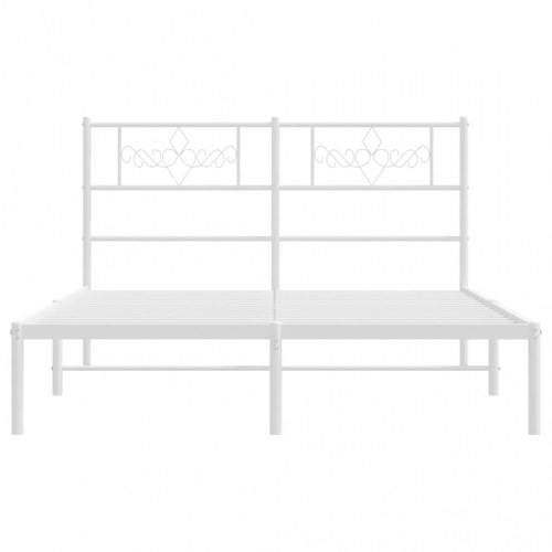 Sengeramme i metal med sengegavl 135×190 cm - hvid