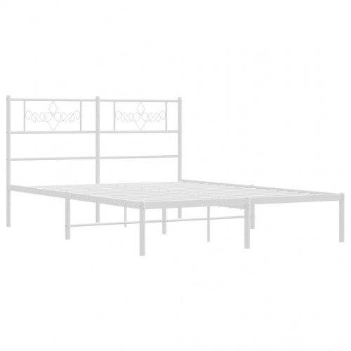 Sengeramme i metal med sengegavl 135×190 cm - hvid