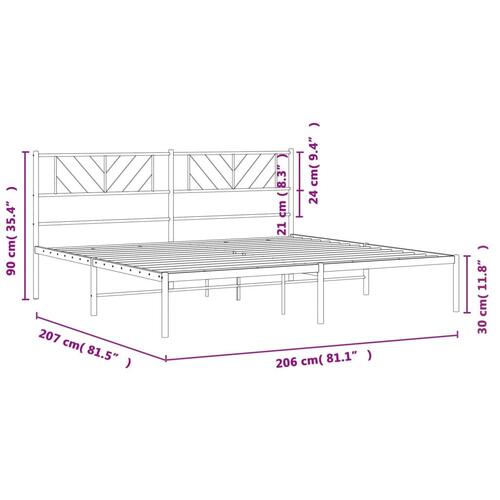 Sengeramme med sengegavl 200x200 cm metal hvid