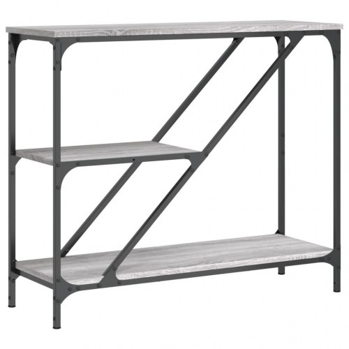 Konsolbord 88,5×30×75 cm i grå sonoma-eg med stålstel
