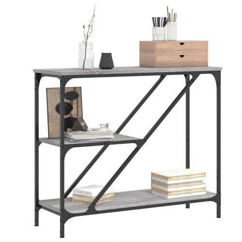 Konsolbord 88,5×30×75 cm i grå sonoma-eg med stålstel