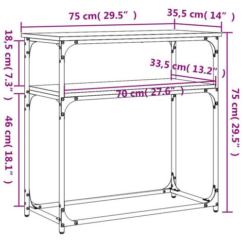 Konsolbord 75x35,5x75 cm konstrueret træ grå sonoma-eg