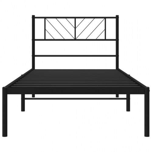 Sengeramme med sengegavl i metal - 90 x 190 cm, sort