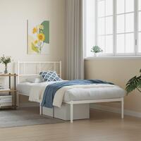 Sengeramme med sengegavl 90x200 cm metal hvid