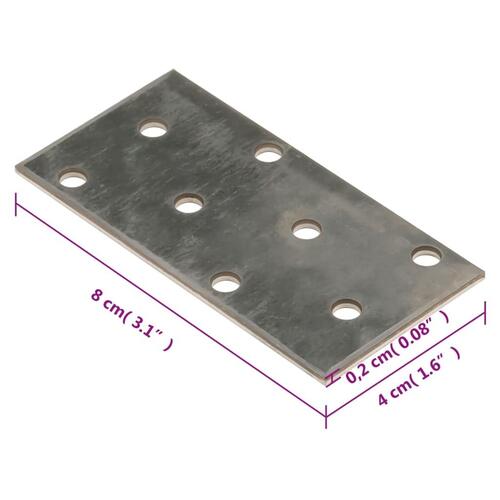 Perforerede plader 60 stk. 2 mm 80x40 mm galvaniseret stål