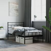 Sengeramme med sengegavl og fodgærde 75x190 cm metal sort