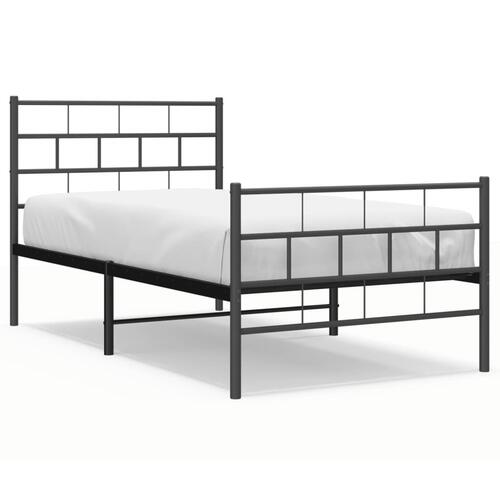 Sengeramme med sengegavl og fodgærde 107x203 cm metal sort