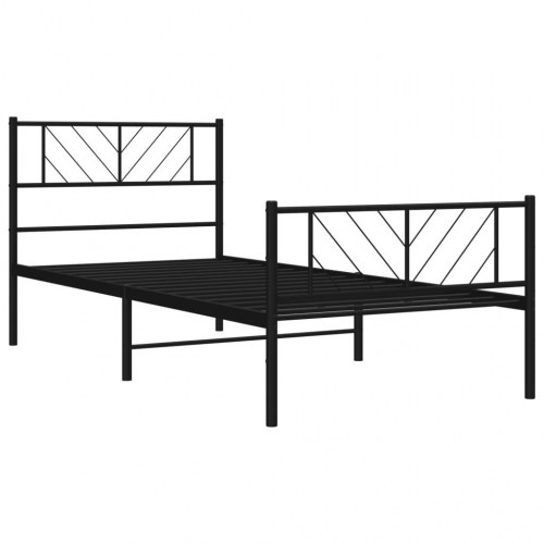 Sengeramme i metal med gavl og fodgærde 90×200 cm - sort