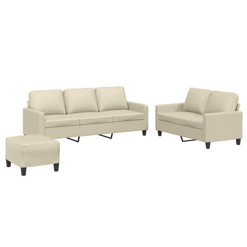 3 personers sofa med hynder kunstlæder Cremefarvet