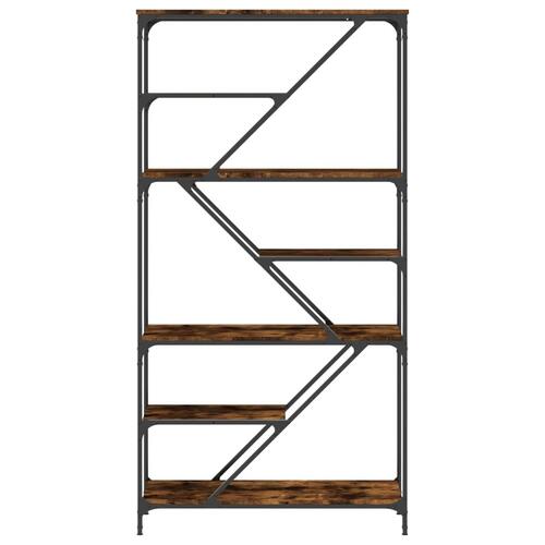 Bogreol 91x36x176 cm konstrueret træ og jern røget egetræ