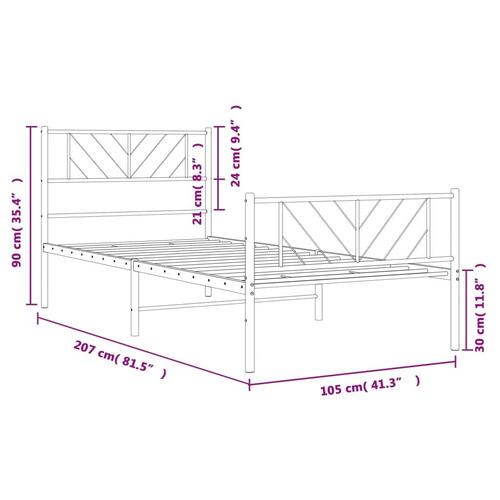 Sengeramme med sengegavl og fodgærde 100x200 cm metal sort