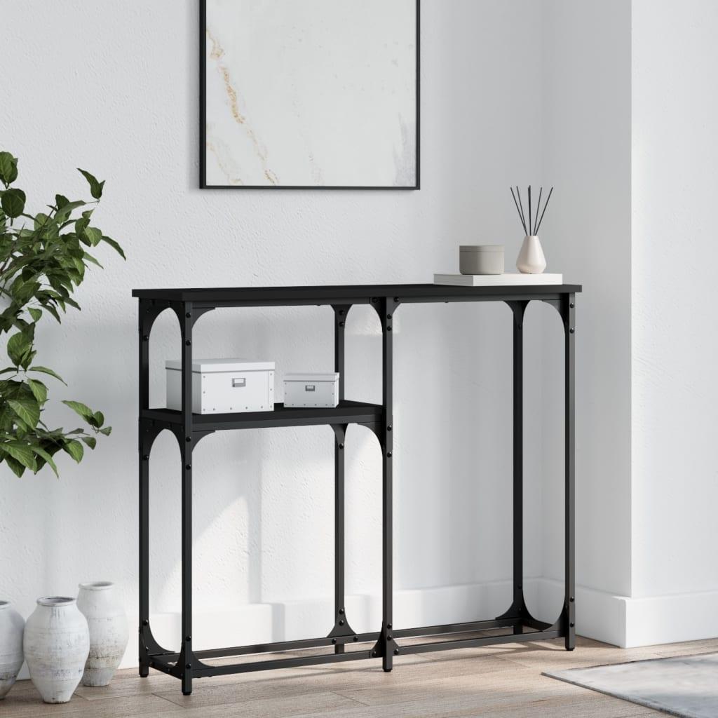 Konsolbord 90x22,5x75 cm konstrueret træ sort
