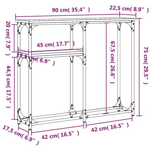 Konsolbord 90x22,5x75 cm konstrueret træ sort