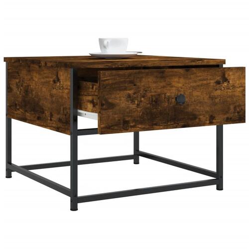 Sofabord 51x51x40 cm konstrueret træ røget egetræsfarve