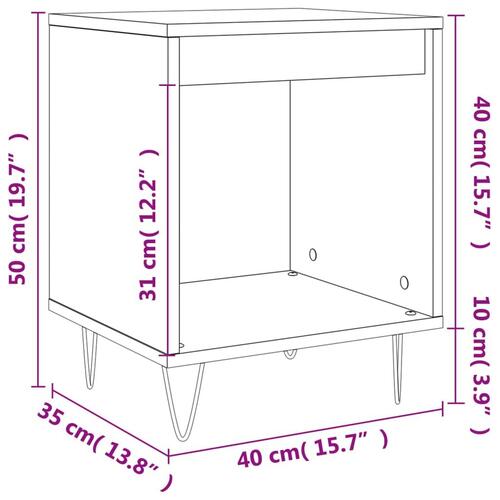 Sengebord 40x35x50 cm konstrueret træ hvid