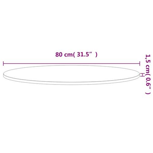 Bordplade Ø80x1,5 cm rund massivt bøgetræ