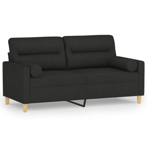 2-personers sofa med pyntepuder 140 cm - stof, sort