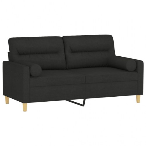 2-personers sofa med pyntepuder 140 cm - stof, sort