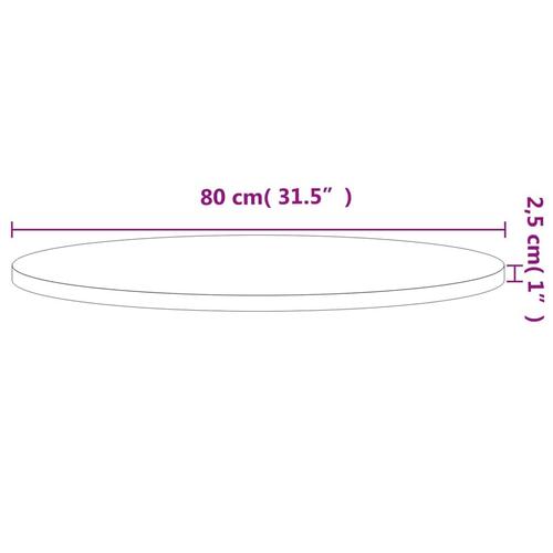 Bordplade Ø80x2,5 cm rund massivt bøgetræ