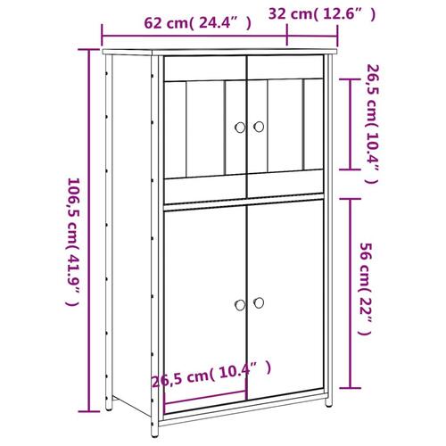 Skab 62x32x106,5 cm konstrueret træ brun egetræsfarve