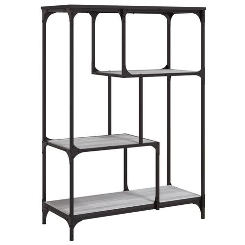 Bogreol 81x36x115 cm konstrueret træ og jern grå sonoma-eg