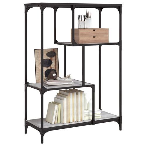 Bogreol 81x36x115 cm konstrueret træ og jern grå sonoma-eg