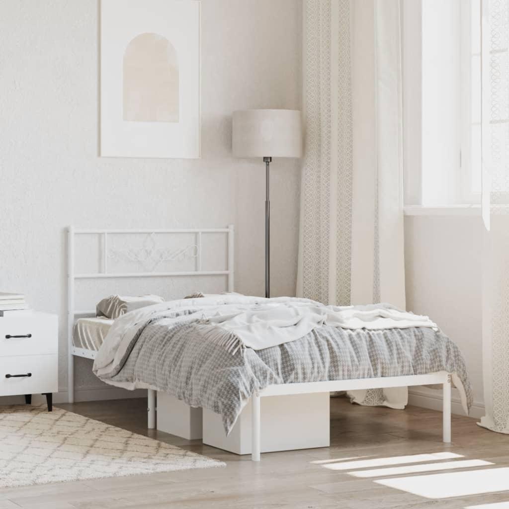 Sengeramme med sengegavl 107x203 cm metal hvid billede