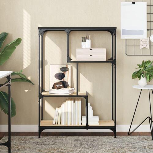 Bogreol 81x36x115 cm konstrueret træ og jern sonoma-eg